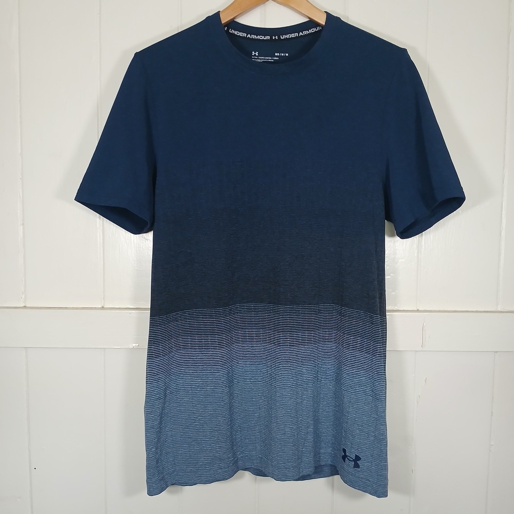 Under Armour Fitted Athletic Shirt Mens Medium Blue Ombre Short Sleeve